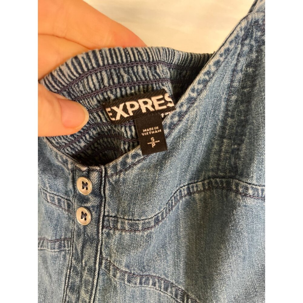 Express Womens Denim Button-Front Mini Dress Size S With Pockets - Picture 5 of 10
